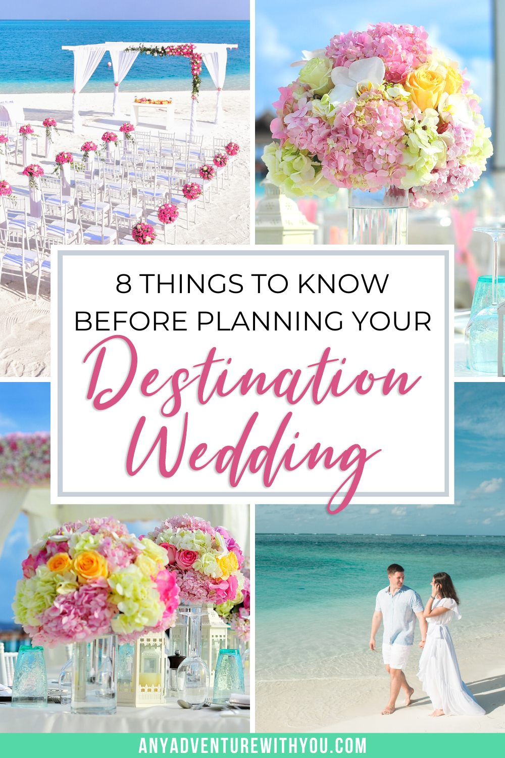 Whether you plan to get married on a beach or on a cruise, at a resort or on top of a mountain (or anywhere in between!), make sure to follow these eight tips to make your destination wedding the best day ever. #DestinationWedding #CruiseWedding #Wedding #WeddingPlanning #DestinationTravel