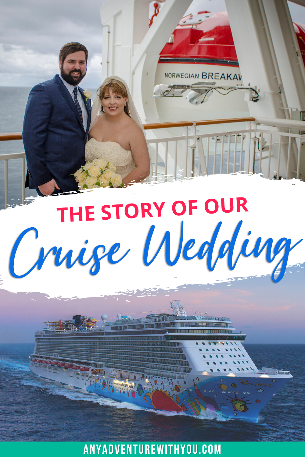 I was standing at the other end of the aisle from the love of my life. My cheeks hurt from smiling because our wedding, was finally here. In this post, I tell the story of our cruise wedding on the Norwegian Breakaway. #DestinationWedding #CruiseWedding  #DestinationWeddingPlanning #DestinationWeddingTips #WeddingPlanning #WeddingTips