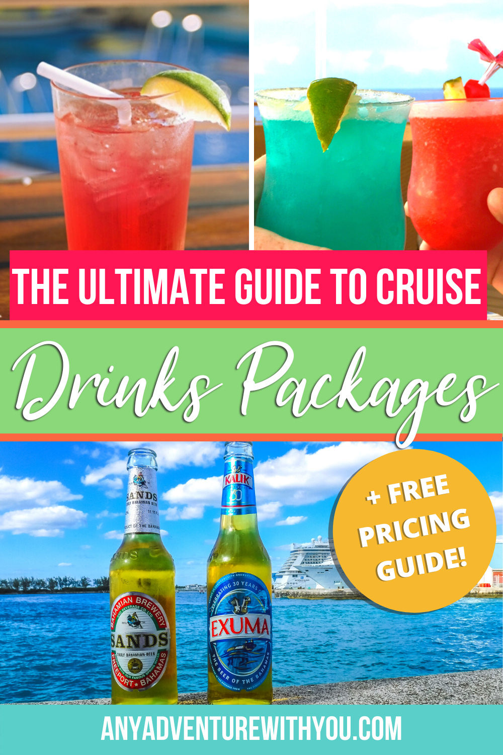 Whether you prefer a beer at the bar or a drink by the pool, cruise drinks packages can be a big question mark. But should you spring for one? This post will help you decide - and even includes a table with numbers and pricing!  #cruise #cruisetips #cruisedrinkspackage #drinks #drinkspackage