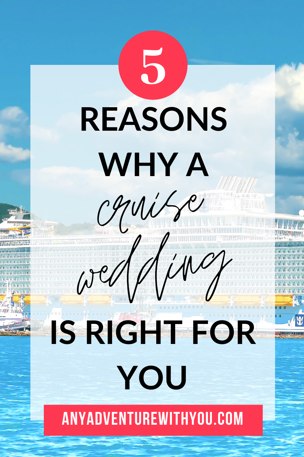Getting married on a cruise can be a great option for couples looking for a destination wedding. Here are 5 reasons why a cruise wedding might be right for you! #Cruise #Wedding #WeddingPlanning #CruisePlanning #DestinationWedding